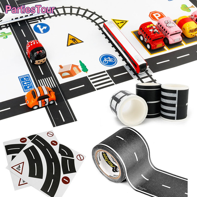 PlayTape Black Road-Black Road Tape Includes Street Curves Tape Toy Car  Track for Kids Sticker Roll for Cars and Train Sets - AliExpress